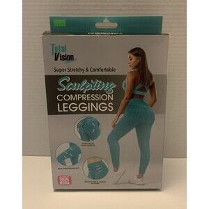 Total Vision NEW Sculpting Compression Leggings Aqua Blue Size Medium